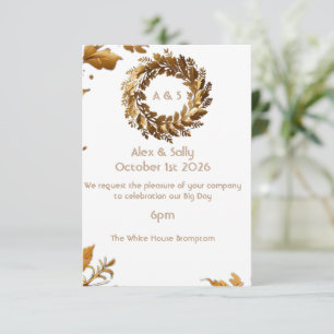 Gold Leaf elegante huwelijksuitnodiging Reactie Ka RSVP Kaartje