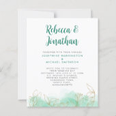 Gold Leaf Emerald Budget Weduwen Uitnodiging (Voorkant)