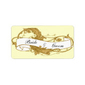 Gold Leaf en Banner Wedding Favor Labels (Voorkant)