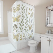 Gold Leaf en Butterflies Douchegordijn (In situ)