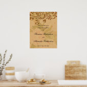 Gold Leaf en Faded Peony Wedding Welcome Poster (Keuken)