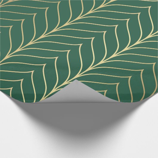 Gold Leaf en Green Wrapping Paper Cadeaupapier (Hoek)