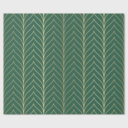 Gold Leaf en Green Wrapping Paper Cadeaupapier (Vlak)