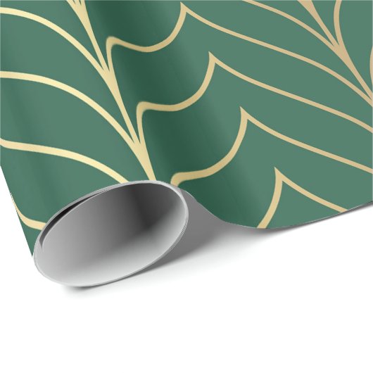 Gold Leaf en Green Wrapping Paper Cadeaupapier (Rol Hoek)