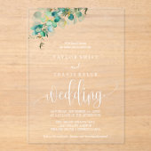 Gold Leaf Eucalyptus Acryl Huwelijksuitnodiging Acryl Uitnodigingen (Voorkant)