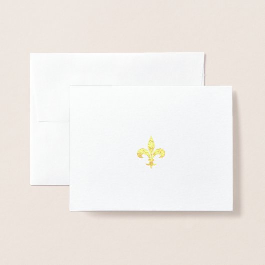 Gold Leaf Fleur-de-Lis Opgevouwen Note Kaart (Voorkant met envelop)