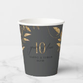 Gold Leaf Floral 10th Anniversary ID1169 Papieren Bekers (Voorkant)