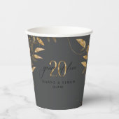 Gold Leaf Floral 20th Anniversary ID1169 Papieren Bekers (Voorkant)