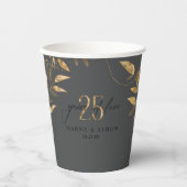 Gold Leaf Floral 25th Anniversary ID1169 Papieren Bekers (Voorkant)