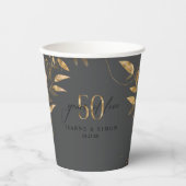 Gold Leaf Floral 50th Anniversary ID1169 Papieren Bekers (Voorkant)