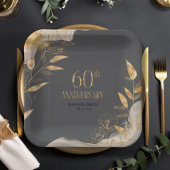 Gold Leaf Floral 60th Anniversary ID1169 Papieren Bordje