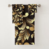 Gold Leaf Floral Bad Handdoek (Insitu)