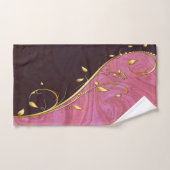 Gold Leaf Flourish on Burgundy and Pink Swirl Bad Handdoek (Handdoek)