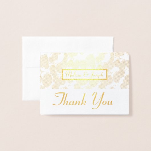 Gold Leaf Foliage Weddenschap Hartelijk dank Folie Kaarten (Voorkant met envelop)