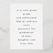 Gold Leaf Folie Druk op WildFlower Afstudeerder ko Folie Uitnodiging (Achterkant)