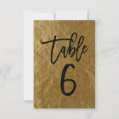 Gold Leaf Folie Modern Script Table Number 6 Kaart (Achterkant)
