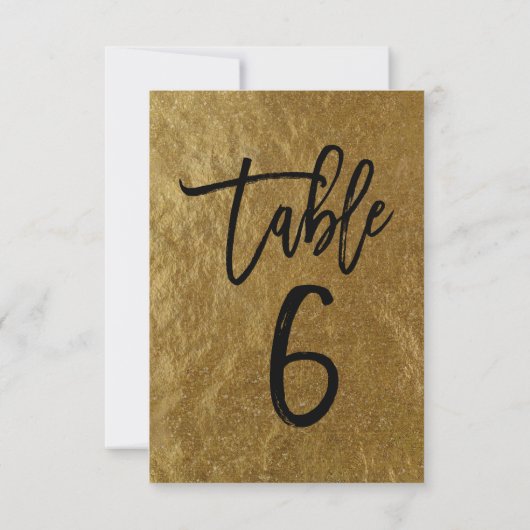 Gold Leaf Folie Modern Script Table Number 6 Kaart (Achterkant)