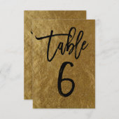 Gold Leaf Folie Modern Script Table Number 6 Kaart (Voorkant / Achterkant)