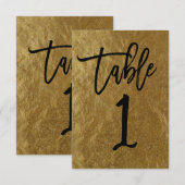 Gold Leaf Folie Moderne Manuscript Table Number 1 Kaart (Voorkant / Achterkant)