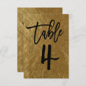 Gold Leaf Folie Moderne Manuscript Table Number 4 Kaart (Voorkant / Achterkant)