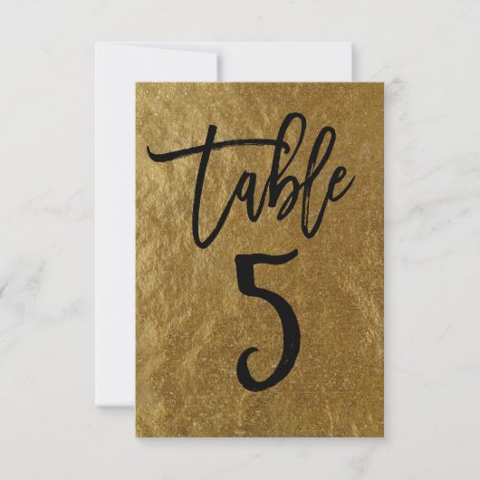 Gold Leaf Folie Moderne Manuscript Table Number 5 Kaart (Voorkant)