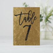 Gold Leaf Folie Moderne Script Table Number 7 Kaart (Staand voorkant)