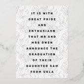 Gold Leaf Folie Ppress Afstudeerder Aankondiging g (Achterkant)