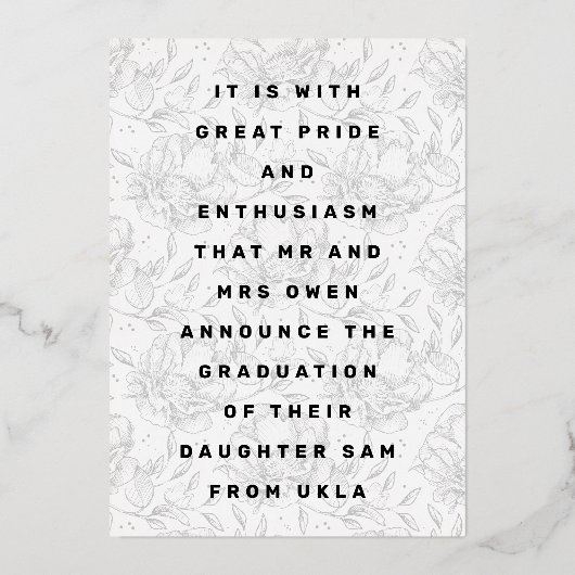 Gold Leaf Folie Ppress Afstudeerder Aankondiging g (Achterkant)