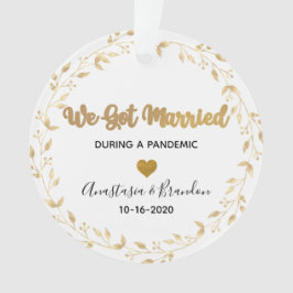 Gold Leaf Foto gehuwd tijdens pandemische kerstmis Ornament