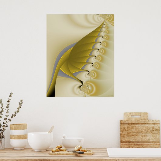 Gold Leaf Fractal Poster (Keuken)