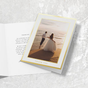 Gold Leaf Framed Wedding Formele foto Dank u Folie Wenskaart