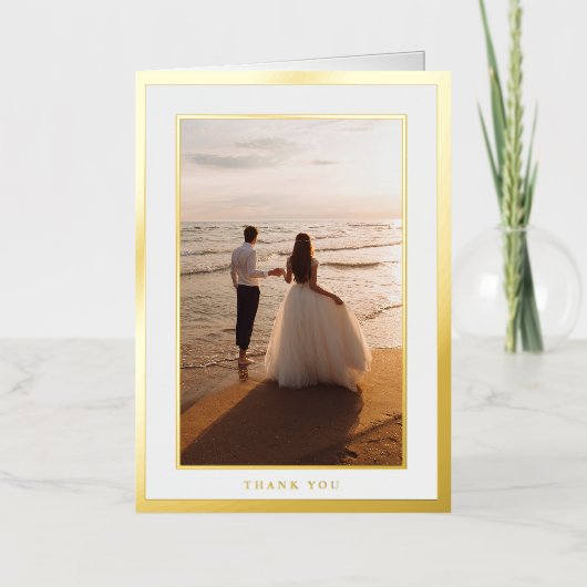 Gold Leaf Framed Wedding Formele foto Dank u Folie Wenskaart (Voorkant)