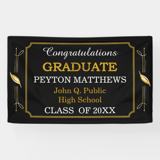Gold Leaf - Gefeliciteerd Afstuderen 20XX Spandoek (Horizontaal)