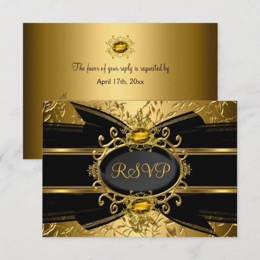 Gold Leaf & Gem 50e Jubileum RSVP (Voorkant / Achterkant)