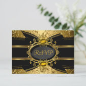 Gold Leaf & Gem 50e Jubileum RSVP Kaartje (Staand voorkant)