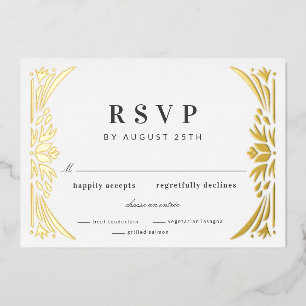 Gold Leaf Gilded Age Folie Wedding RSVP Folie Uitnodiging