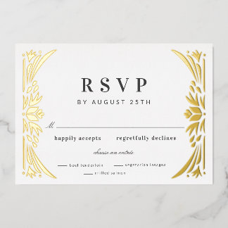 Gold Leaf Gilded Age Folie Wedding RSVP Folie Uitnodiging