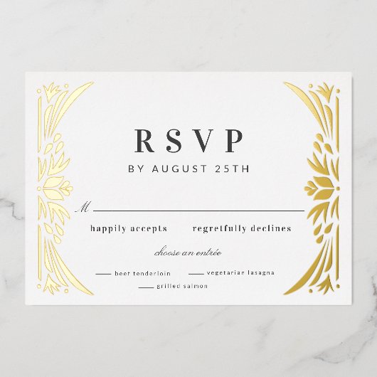Gold Leaf Gilded Age Folie Wedding RSVP Folie Uitnodiging (Voorkant)