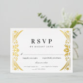 Gold Leaf Gilded Age Folie Wedding RSVP Folie Uitnodiging (Staand Voorkant)