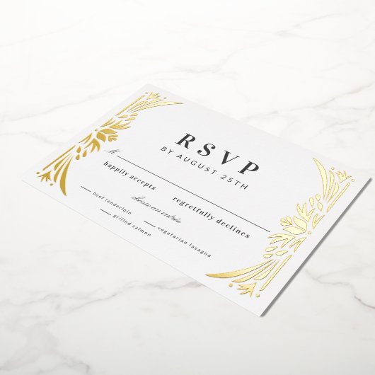 Gold Leaf Gilded Age Folie Wedding RSVP Folie Uitnodiging (Gedraaid)