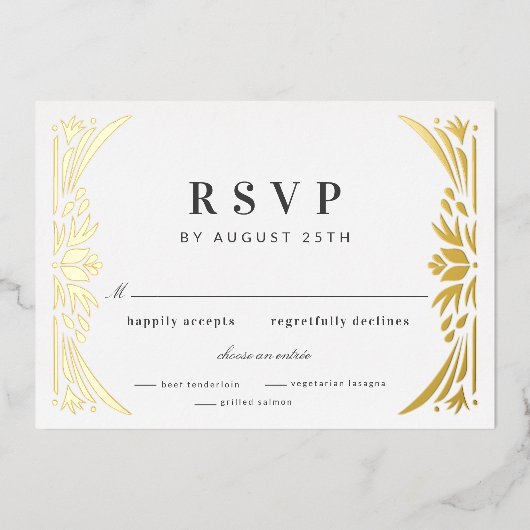 Gold Leaf Gilded Age Folie Wedding RSVP Uitnodiging (Voorkant)