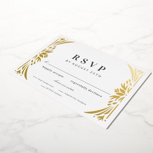 Gold Leaf Gilded Age Folie Wedding RSVP Uitnodiging (Gedraaid)