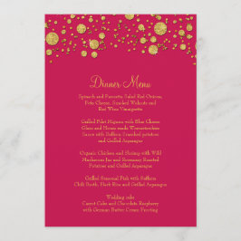 Gold Leaf Glitter Confetti Dot Elegant Dinner Menu