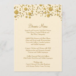 Gold Leaf Glitter Confetti Dot Elegant Dinner Menu
