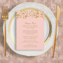 Gold Leaf Glitter Confetti Dot Elegant Dinner Menu