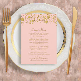 Gold Leaf Glitter Confetti Dot Elegant Dinner Menu