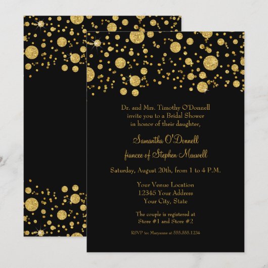 Gold Leaf Glitter Confetti Stip Vrijgezellenfeest Kaart (Voorkant / Achterkant)