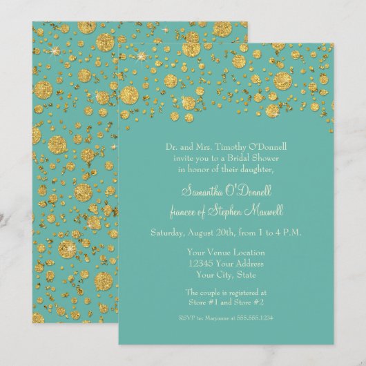 Gold Leaf Glitter Confetti Stip Vrijgezellenfeest Kaart (Voorkant / Achterkant)