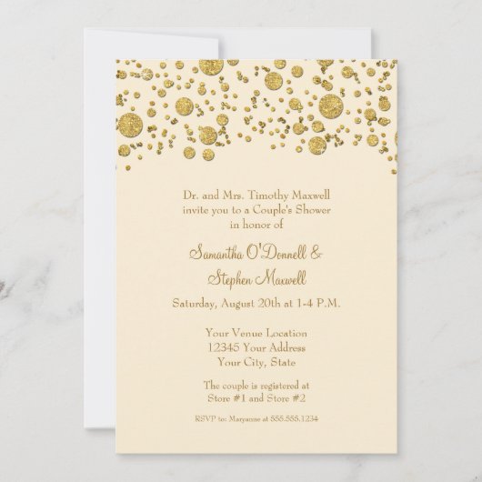 Gold Leaf Glitter Confetti Stippen Couples Shower Kaart (Voorkant)