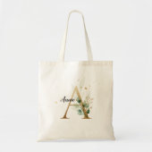 Gold Leaf Greenery Elegant Foliage Monogram "A" Tote Bag (Voorkant)